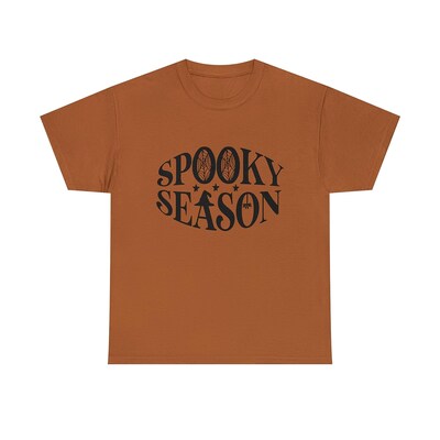 Spooky Season Halloween T-Shirt Unisex Heather Orange Fall Spider Witch Hat - image1